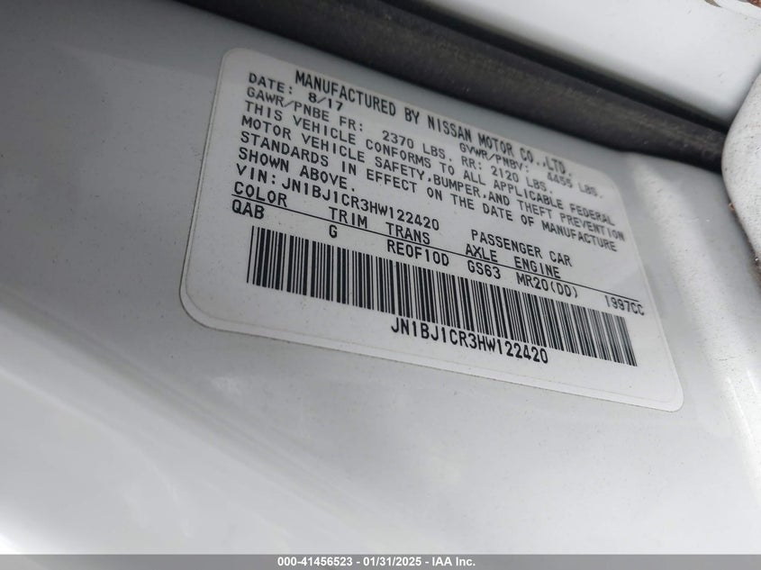 2017 NISSAN ROGUE SPORT SV - JN1BJ1CR3HW122420