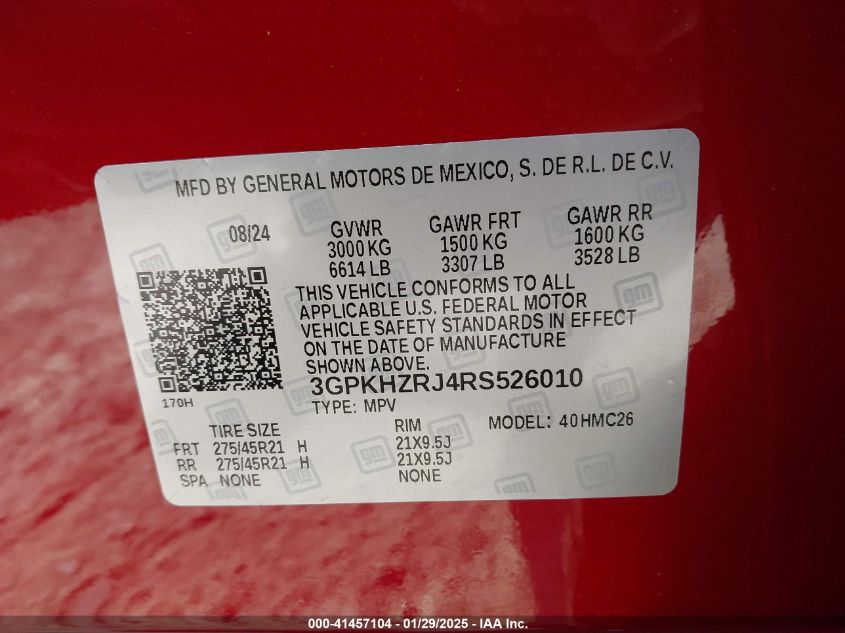 2024 Honda Prologue Elite VIN: 3GPKHZRJ4RS526010 Lot: 41457104