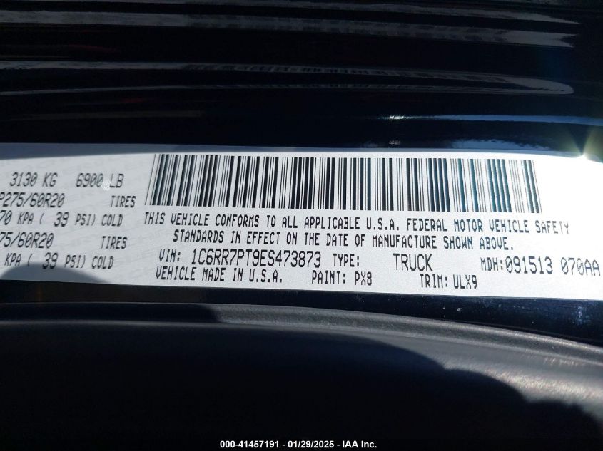 2014 Ram 1500 Longhorn Limited VIN: 1C6RR7PT9ES473873 Lot: 41457191