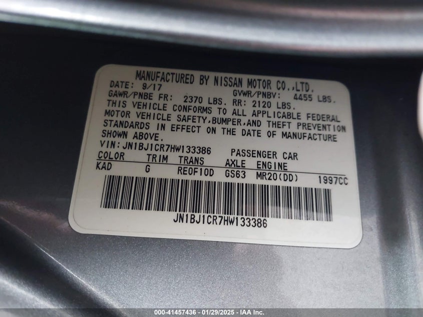 2017 NISSAN ROGUE SPORT SV - JN1BJ1CR7HW133386