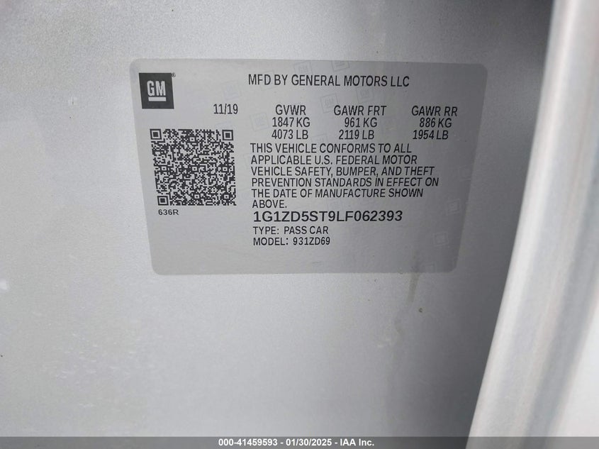 2020 CHEVROLET MALIBU FWD LT - 1G1ZD5ST9LF062393