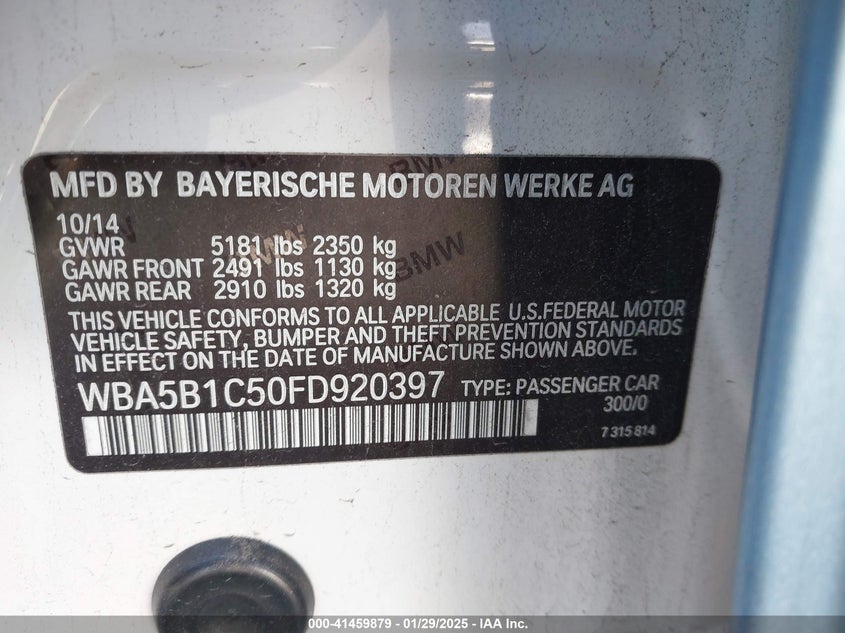 2015 BMW 535I - WBA5B1C50FD920397