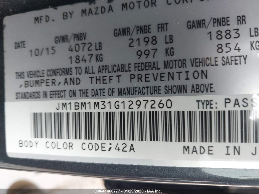 2016 MAZDA MAZDA3 S TOURING - JM1BM1M31G1297260