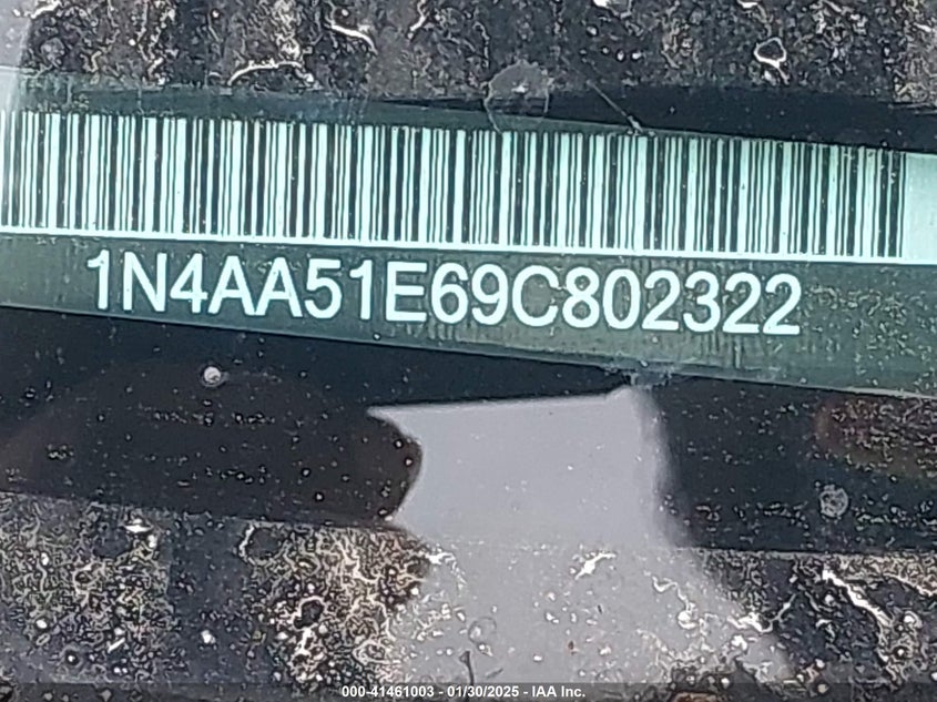 2009 NISSAN MAXIMA VIN: 1N4AA51E69C802322