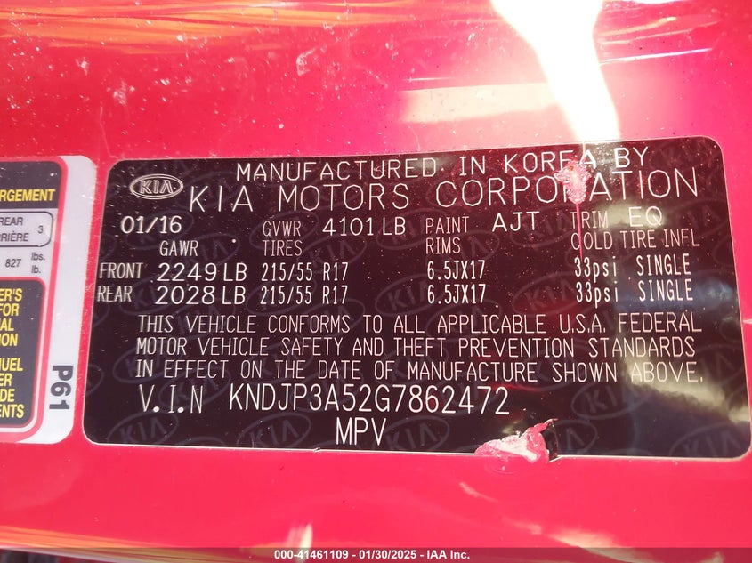 2016 KIA SOUL VIN: KNDJP3A52G7862472