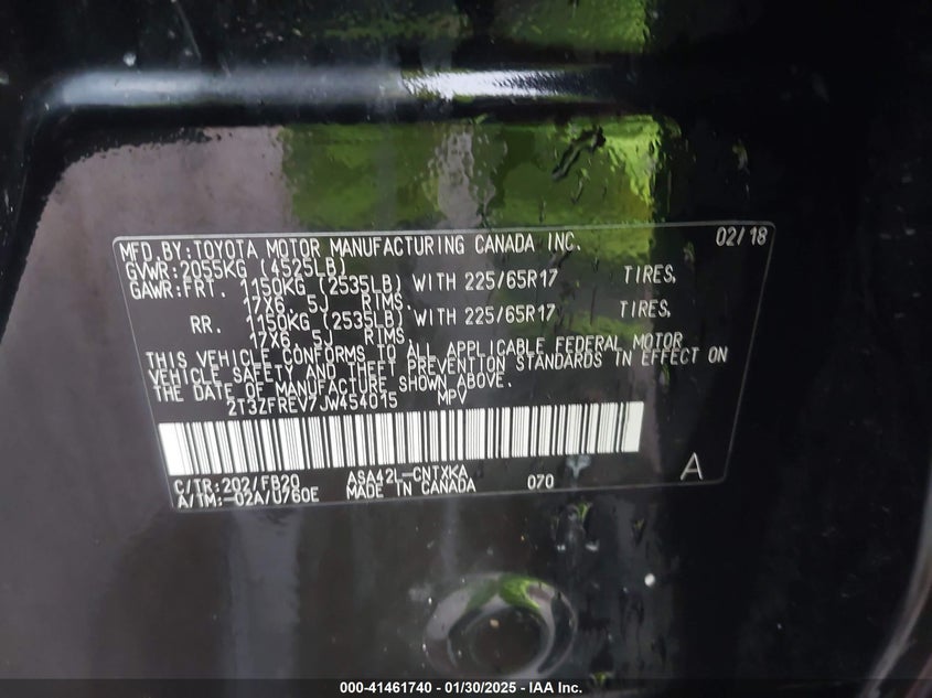 2018 TOYOTA RAV4 LE - 2T3ZFREV7JW454015