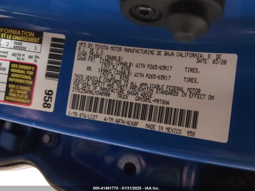 2020 TOYOTA TACOMA TRD SPORT - 3TMCZ5AN8LM340900