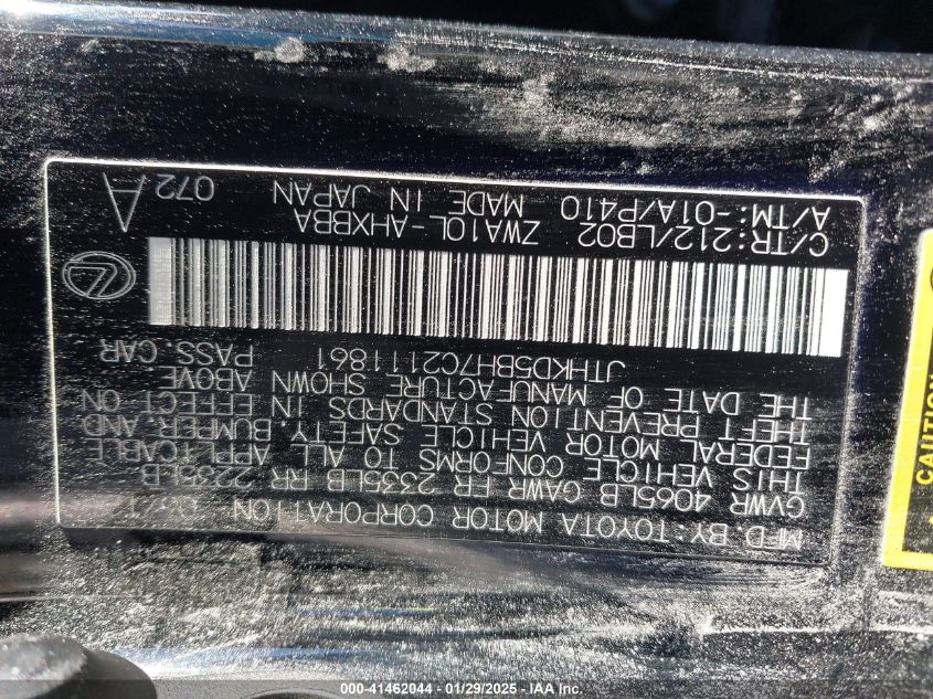 2012 Lexus Ct 200H Premium VIN: JTHKD5BH7C2111861 Lot: 41462044