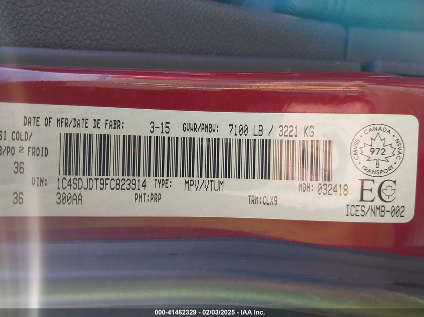 2015 DODGE DURANGO LIMITED - 1C4SDJDT9FC823914