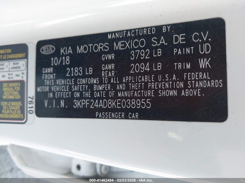 2019 KIA FORTE LXS - 3KPF24AD8KE038955