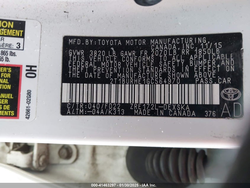 2016 TOYOTA COROLLA S W/SPECIAL EDITION PKG - 2T1BURHE1GC564970