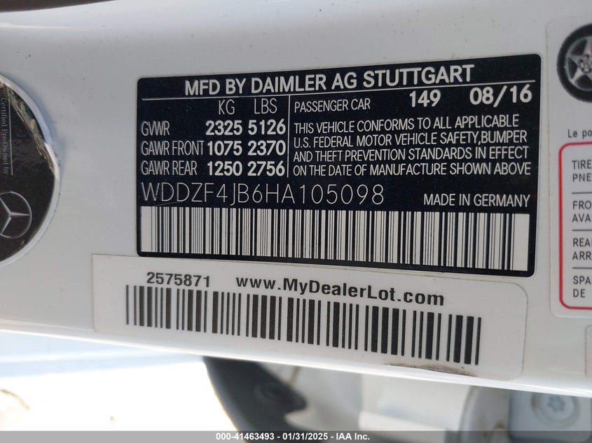 2017 MERCEDES-BENZ E 300 - WDDZF4JB6HA105098