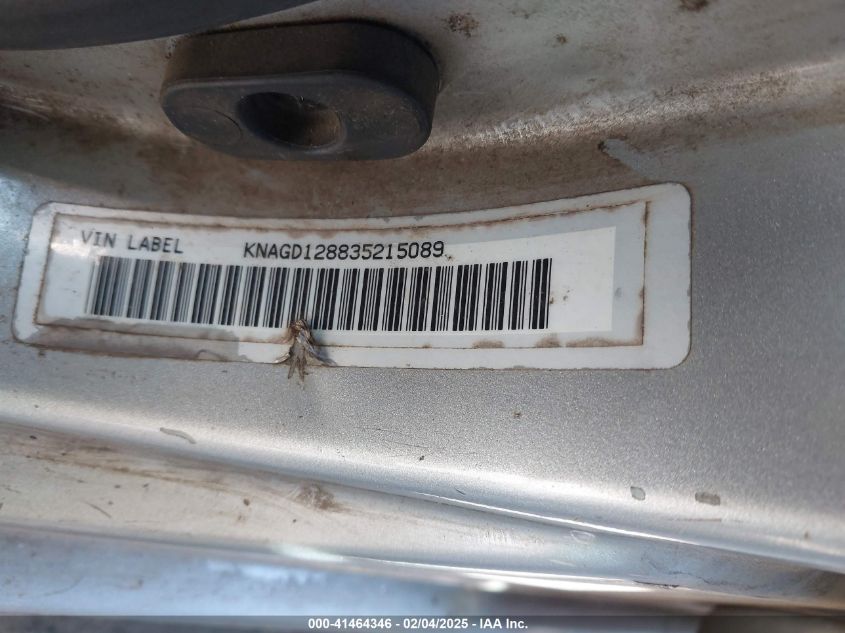 2003 Kia Optima Lx V6/Se V6 VIN: KNAGD128835215089 Lot: 43455534