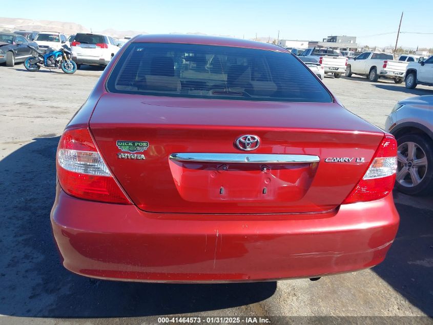 2004 Toyota Camry Le VIN: JTDBE32K740258788 Lot: 41464573