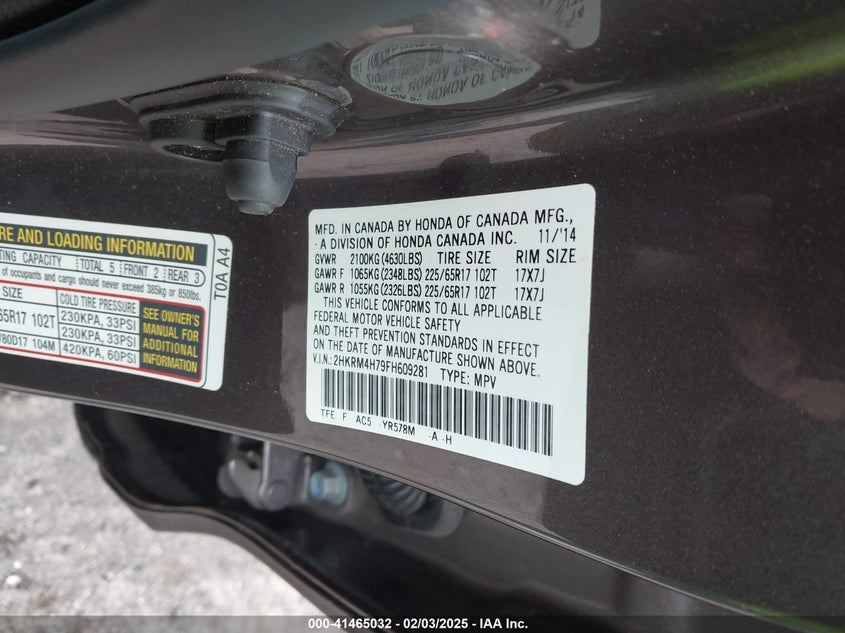 2015 HONDA CR-V EX-L - 2HKRM4H79FH609281