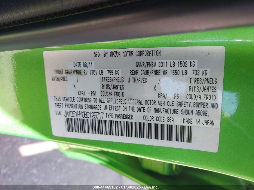 2011 Mazda Mazda2 Sport VIN: JM1DE1HY0B0129717 Lot: 41465182