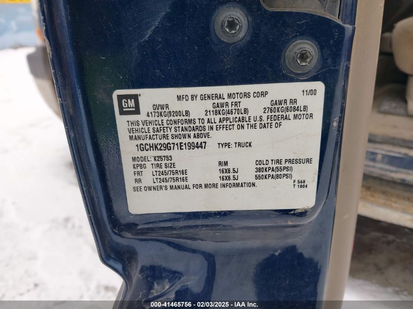 2001 Chevrolet Silverado 2500Hd Ls VIN: 1GCHK29G71E199447 Lot: 41465756