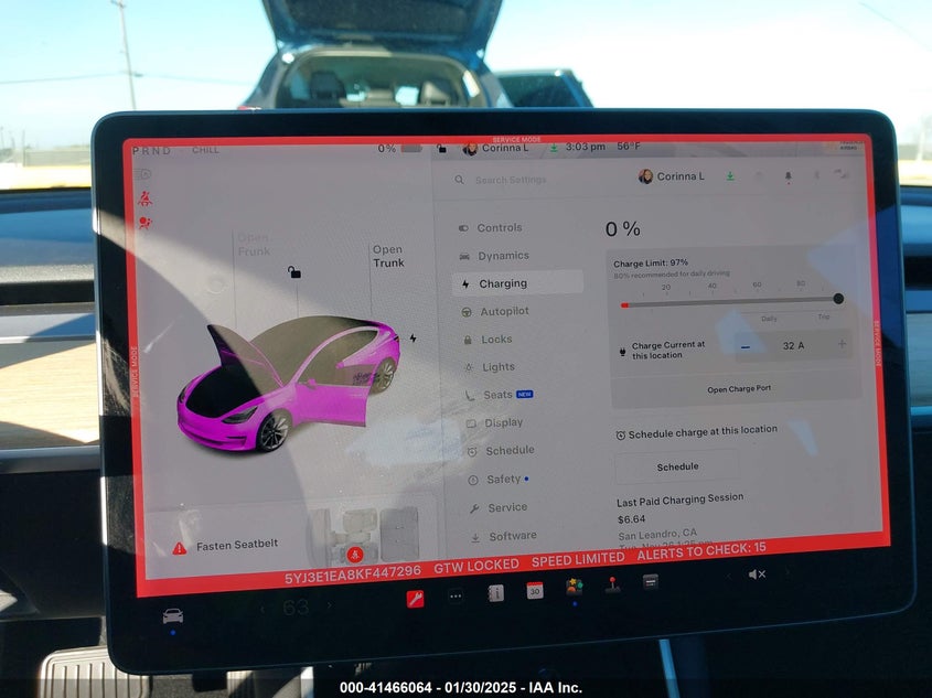 2019 TESLA MODEL 3 VIN: 5YJ3E1EA8KF447296