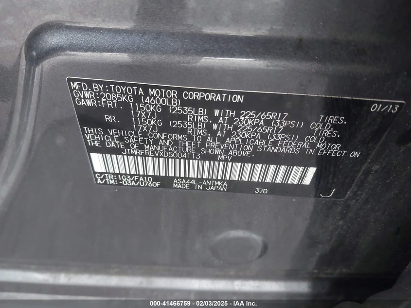 2013 TOYOTA RAV4 XLE - JTMRFREVXD5004113