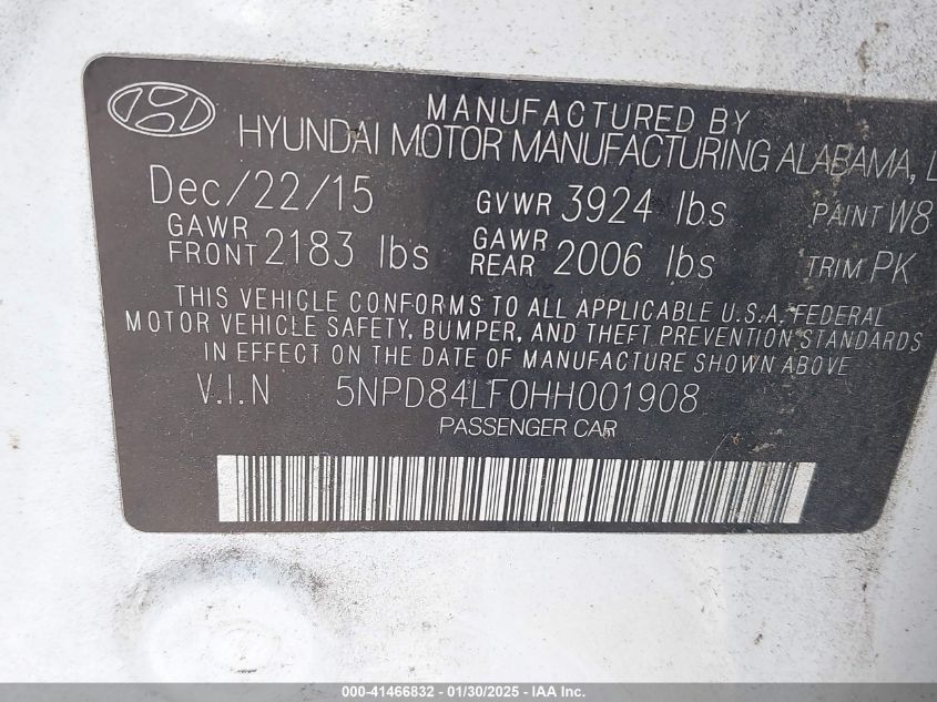 VIN 5NPD84LF0HH001908 2017 HYUNDAI ELANTRA no.9