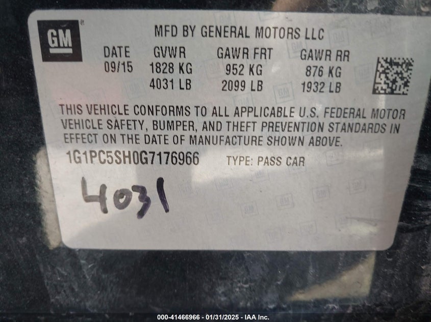 2016 CHEVROLET CRUZE LIMITED LS AUTO - 1G1PC5SH0G7176966