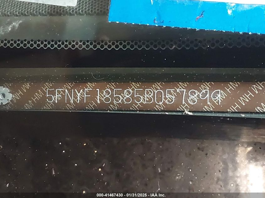 2005 Honda Pilot Ex-L VIN: 5FNYF18675B057899 Lot: 41467430