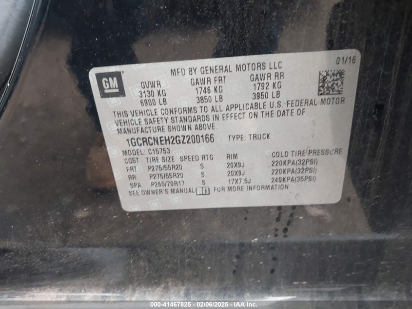 2016 CHEVROLET SILVERADO 1500 WT - 1GCRCNEH2GZ200166