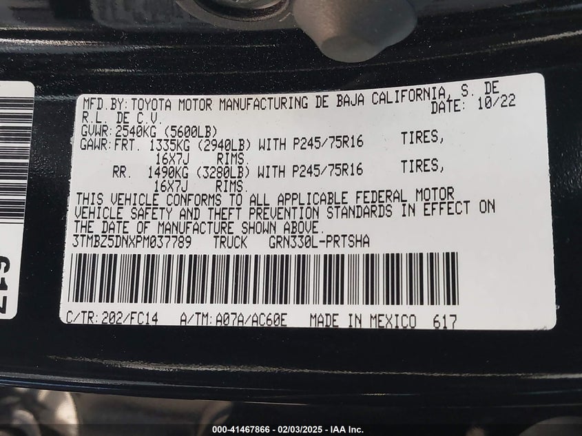 2023 TOYOTA TACOMA SR5 V6 - 3TMBZ5DNXPM037789