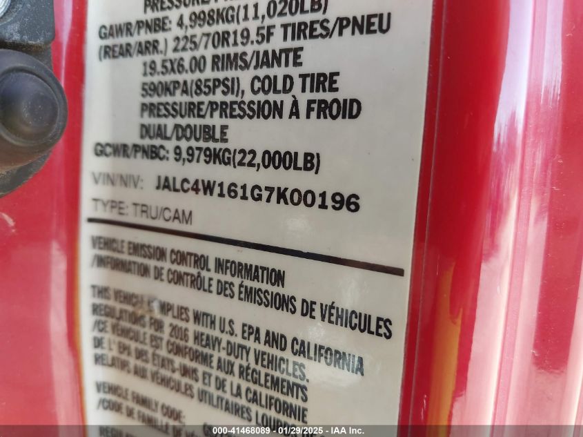 2016 Isuzu Npr Dsl Reg At VIN: JALC4W161G7K00196 Lot: 41468089