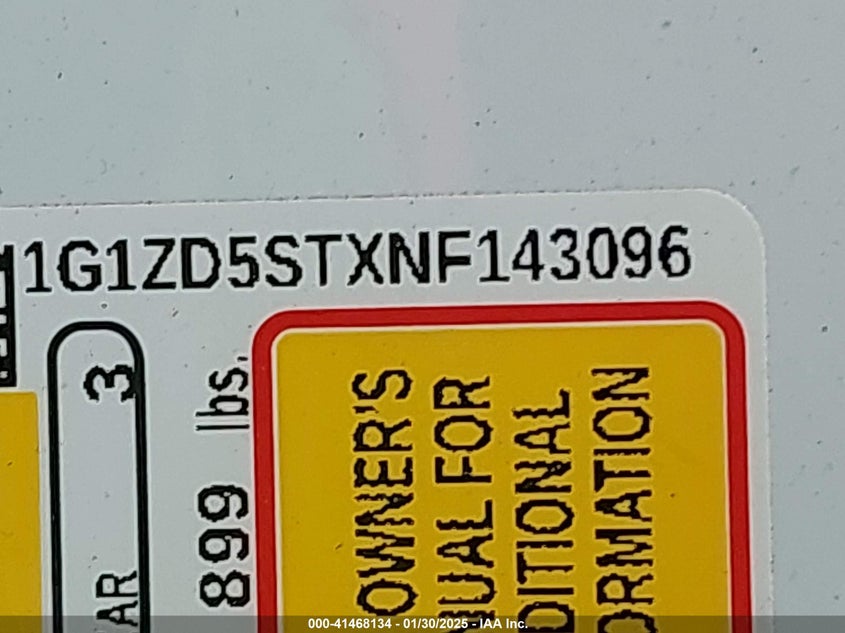 2022 CHEVROLET MALIBU VIN: 1G1ZD5STXNF143096