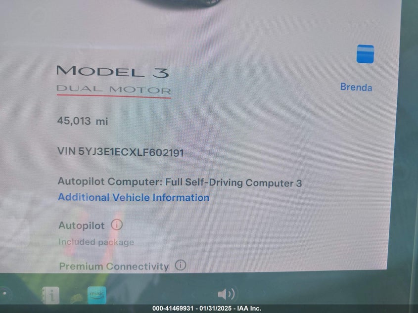 2020 TESLA MODEL 3 VIN: 5YJ3E1ECXLF602191