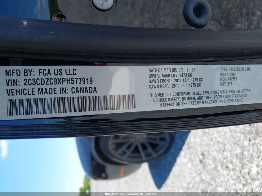 2023 Dodge Challenger Srt Hellcat Jailbreak VIN: 2C3CDZC9XPH577919 Lot: 41471061