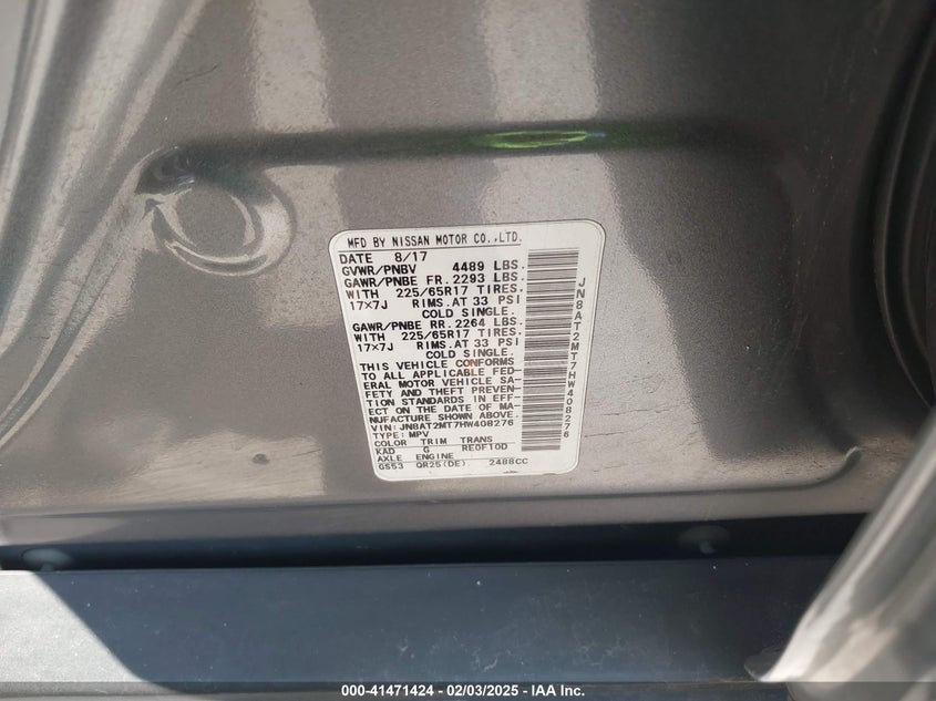 2017 NISSAN ROGUE S - JN8AT2MT7HW408276