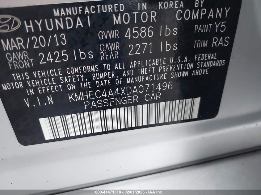 2013 HYUNDAI SONATA HYBRID LIMITED - KMHEC4A4XDA071496