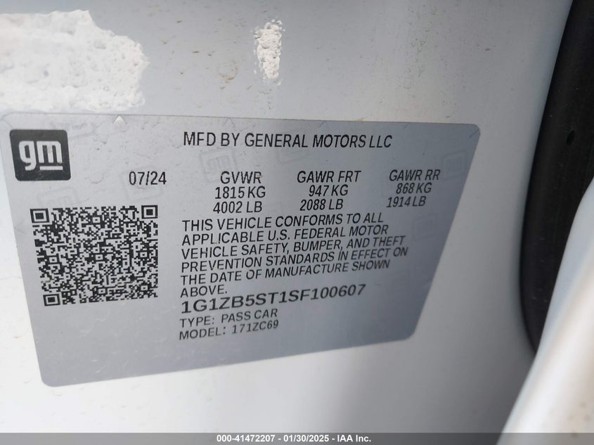 2025 CHEVROLET MALIBU FWD LS - 1G1ZB5ST1SF100607