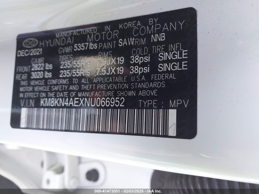 2022 HYUNDAI IONIQ 5 VIN: KM8KN4AEXNU066952