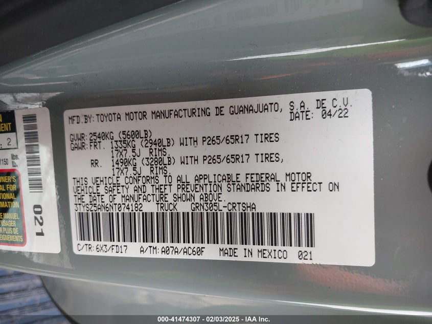 2022 TOYOTA TACOMA TRD SPORT - 3TYSZ5AN6NT074182