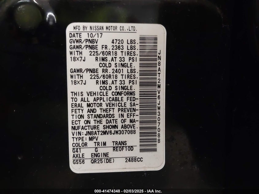 2018 NISSAN ROGUE SL - JN8AT2MV6JW307088