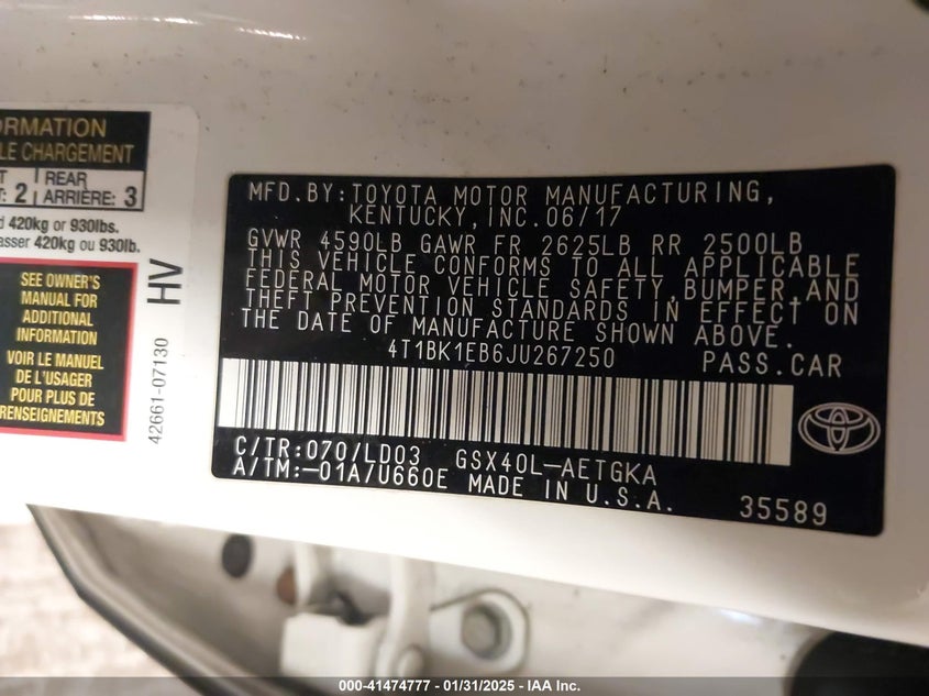 2018 TOYOTA AVALON XLE - 4T1BK1EB6JU267250