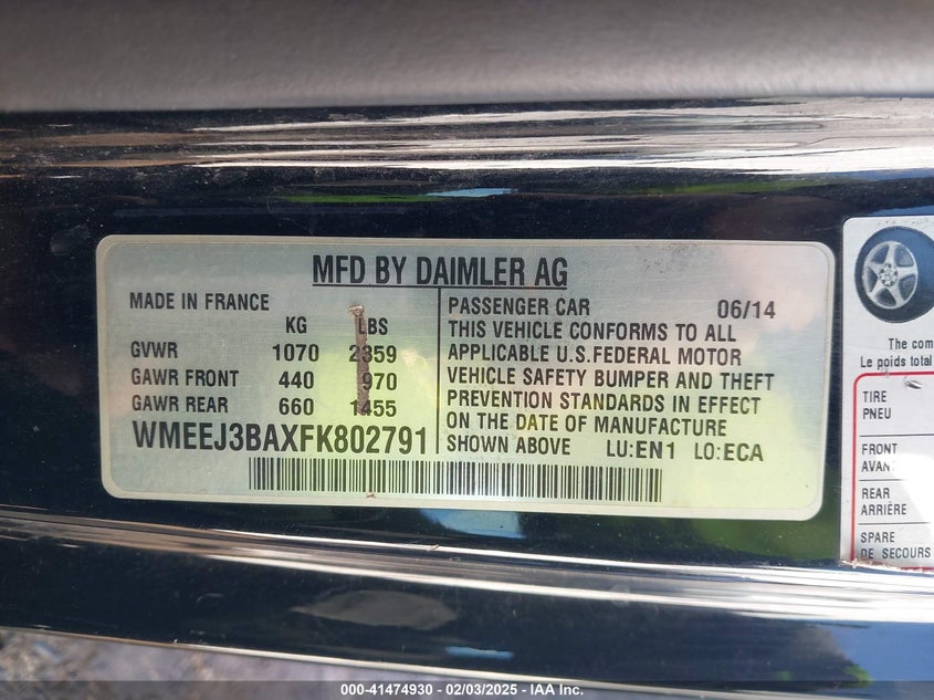 2015 SMART FORTWO PASSION/PURE - WMEEJ3BAXFK802791