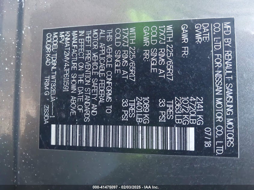 2018 NISSAN ROGUE SV - KNMAT2MV4JP611591