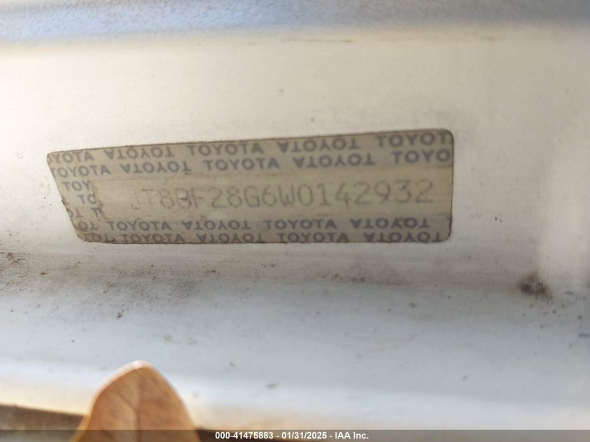 1998 Lexus Es VIN: JT8BF28G6W014293 Lot: 41475883