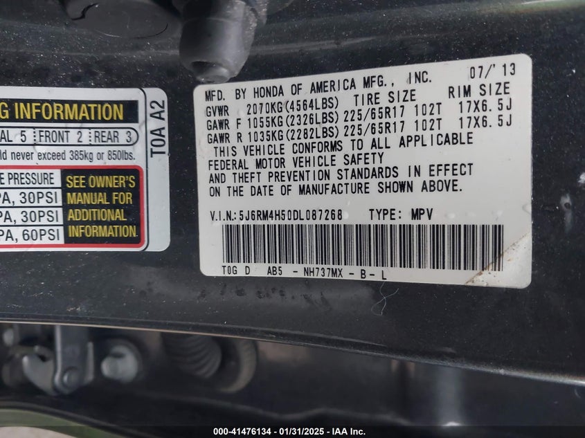 2013 HONDA CR-V EX - 5J6RM4H50DL087268