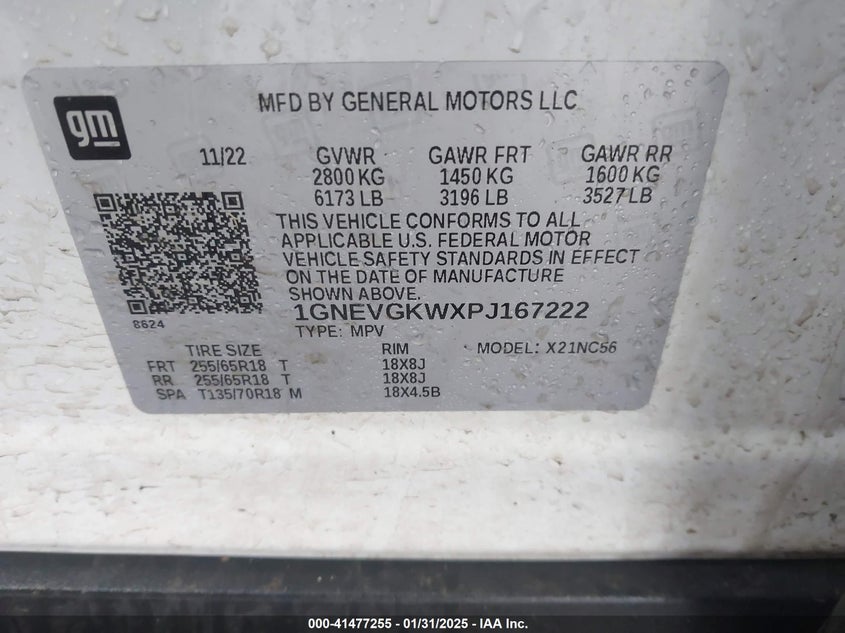 2023 CHEVROLET TRAVERSE AWD LT CLOTH - 1GNEVGKWXPJ167222