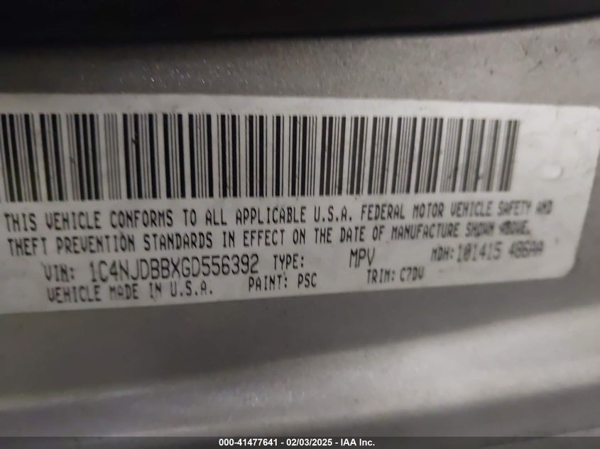 2016 JEEP COMPASS SPORT - 1C4NJDBBXGD556392