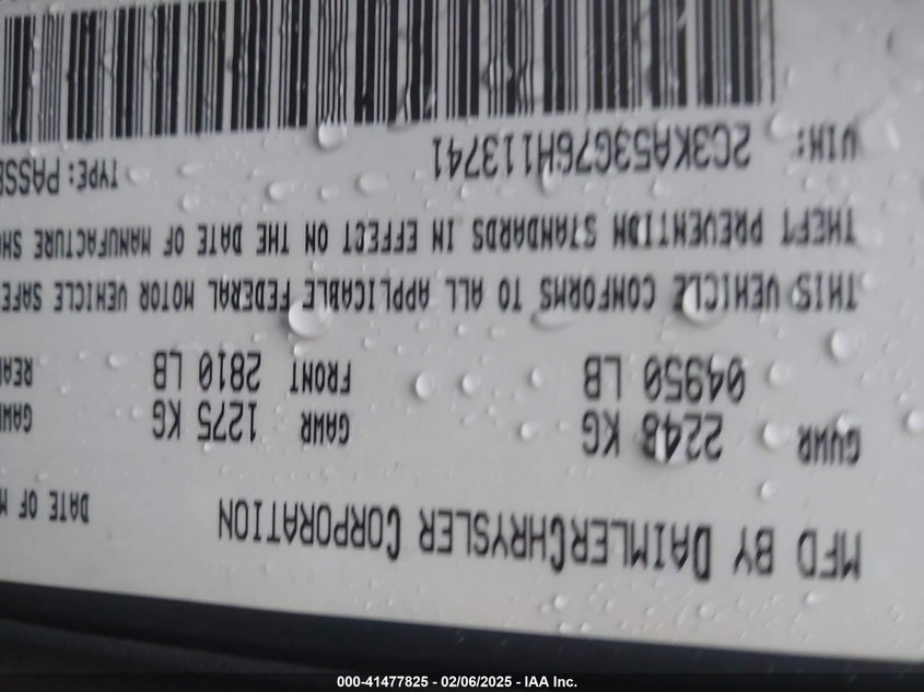 2006 CHRYSLER 300 VIN: 2C3KA53G76H113741