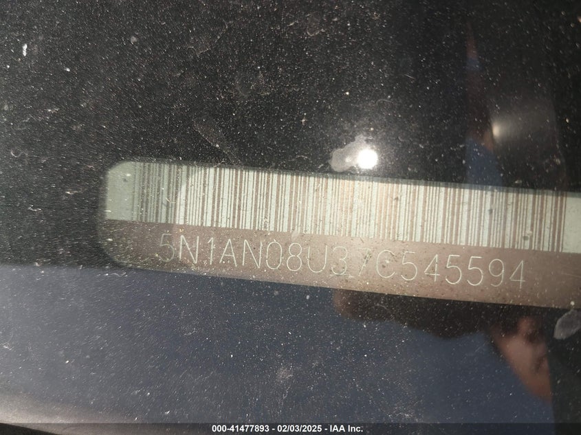 2007 NISSAN XTERRA VIN: 5N1AN08U37C545594