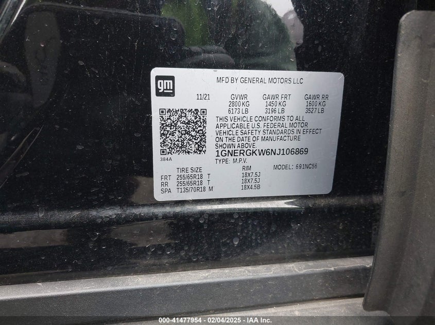 2022 CHEVROLET TRAVERSE FWD LT CLOTH - 1GNERGKW6NJ106869