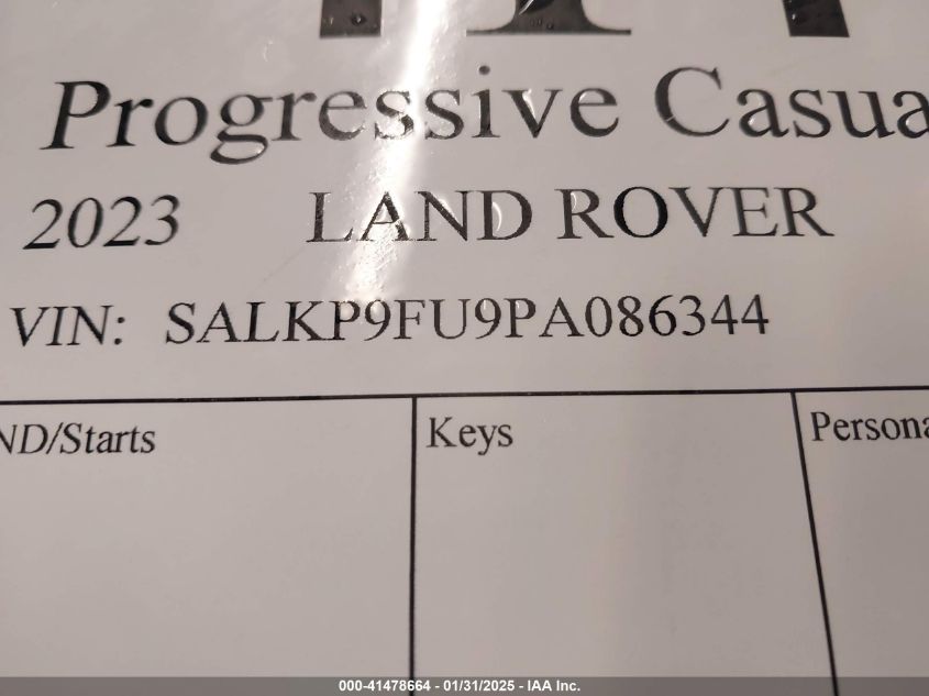 2023 Land Rover Range Rover P400 Se VIN: SALKP9FU9PA086344 Lot: 42924625