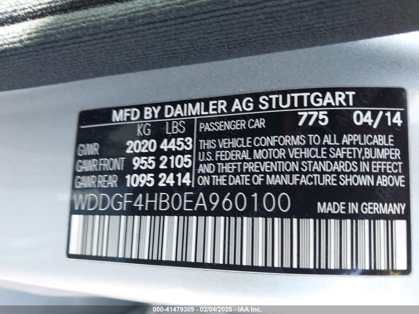 2014 MERCEDES-BENZ C 250 VIN: WDDGF4HB0EA960100